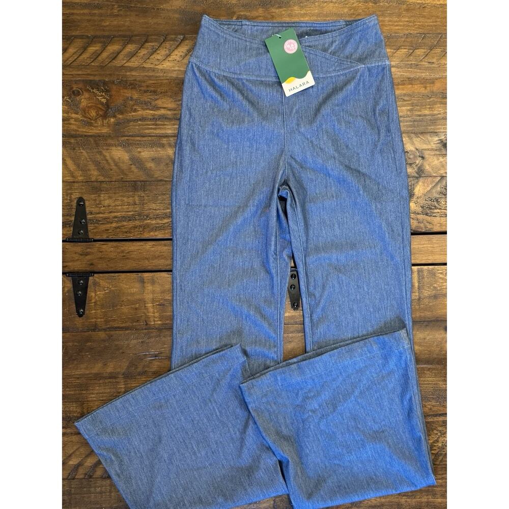 NWT Halara Flex High Waisted Crossover Casual Flare Jeans Small Washed Lake Blue